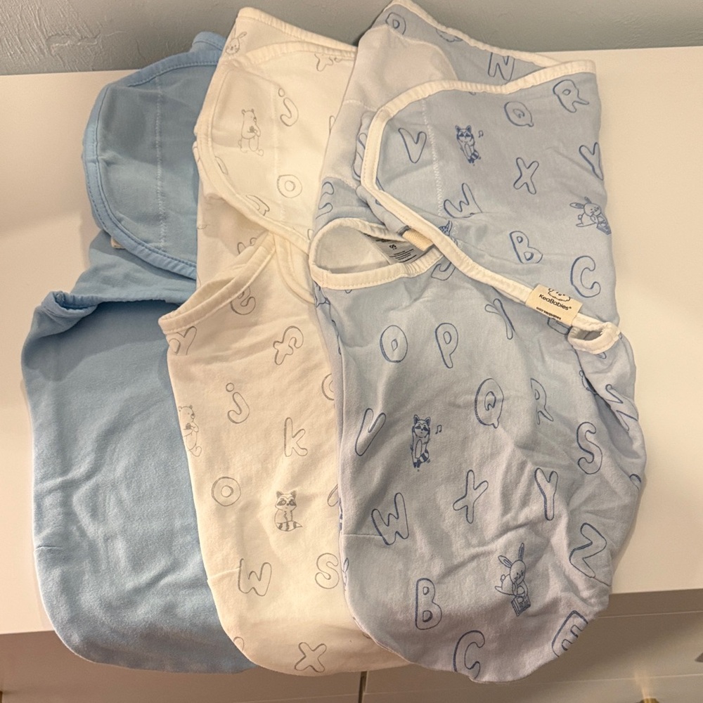 KeaBabies Swaddle Set in Blue and White NWOT